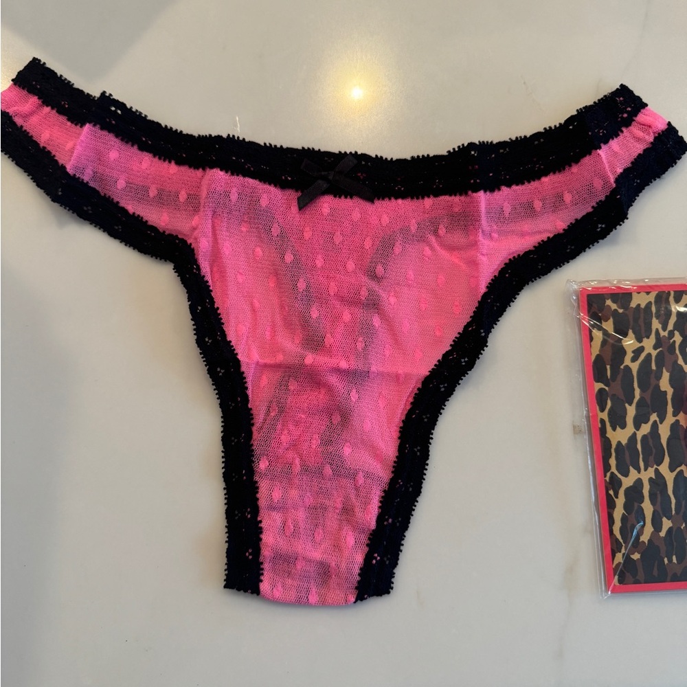 BETSEY Johnson Pink and Black Thong Bottoms